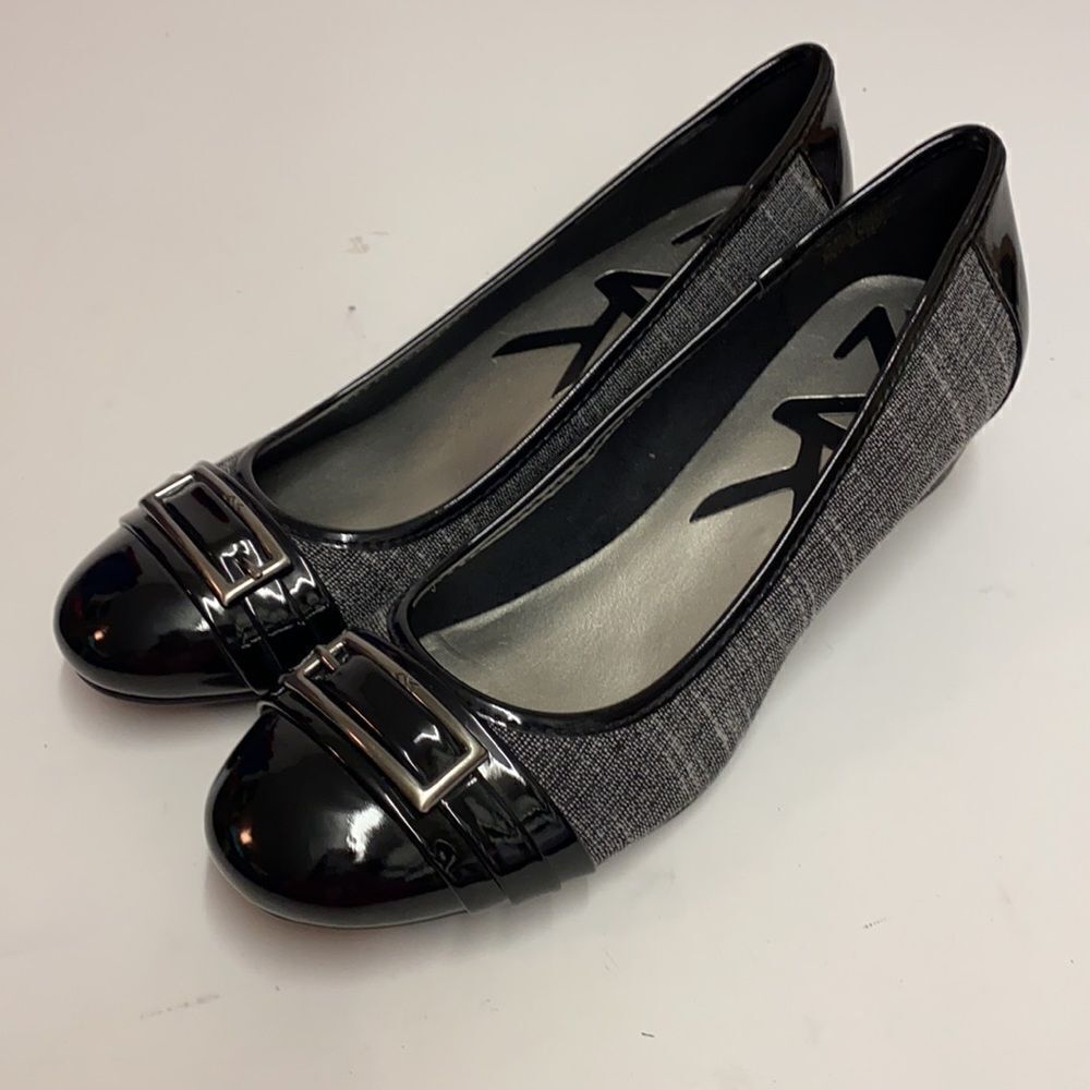 Anne Klein Sport Sadique Patent leather and tweed wedges‎ Size 8.  B71 - Picture 2 of 9